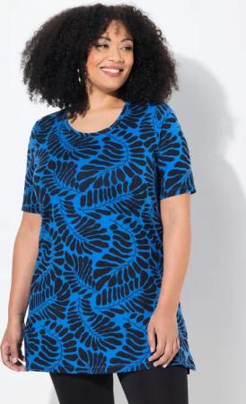 Ulla Popken Longshirt Longshirt A-Linie Rundhalsausschnitt