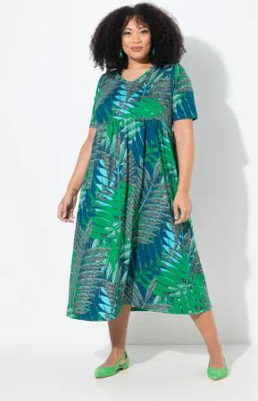 Ulla Popken Maxikleid Maxikleid A-Linie V-Ausschnitt