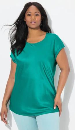 Ulla Popken Spitzenbluse Satinblusenshirt Classic Rundhals