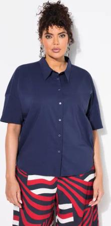 Ulla Popken Hemdbluse Popeline-Bluse Boxy Hemdkragen