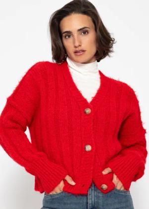 SASSYCLASSY Cardigan Strickcardigan Damen mit Rippstruktur