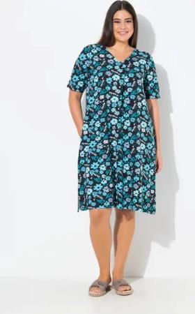 Ulla Popken Jerseykleid Jerseykleid Blüten A-Linie