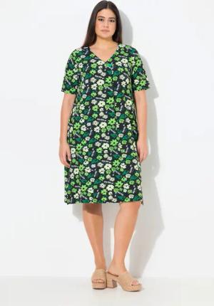 Ulla Popken Jerseykleid Jerseykleid Blüten A-Linie