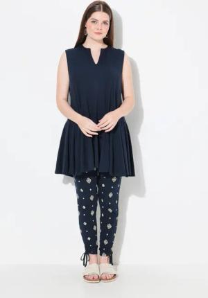 Ulla Popken Longshirt Top A-Linie Tunika-Ausschnitt