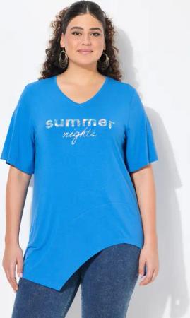 Ulla Popken Longshirt T-Shirt Schriftzug Volant