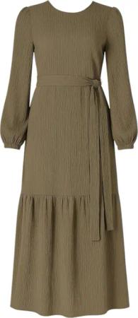 fashionshowcase Maxikleid Damen Crinkle Kleid mit