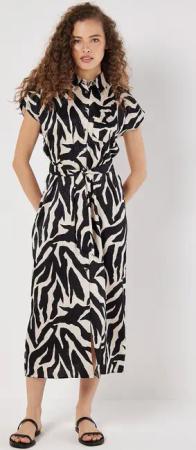 Apricot Hemdblusenkleid Midikleid aus strukturiertem Satin,