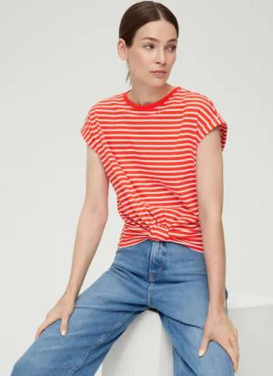s.Oliver Kurzarmshirt Baumwollshirt mit Knotendetail Knoten