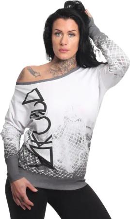 YAKUZA Langarmshirt Mesh Rose im Boyfriend