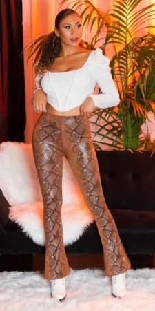 Koucla Schlaghose mit Snake-Print, Leggings Damenhose