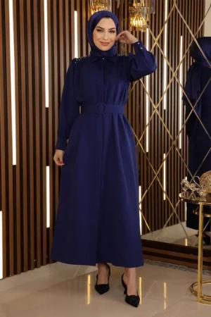 MODAMİHRAM Maxikleid Stein Detail Gürtelkleid