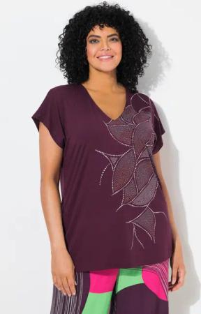Ulla Popken T-Shirt T-Shirt Glitzerdruck Oversized