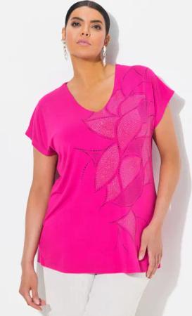 Ulla Popken T-Shirt T-Shirt Glitzerdruck Oversized