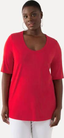 Ulla Popken T-Shirt T-Shirt vorne doppellagig