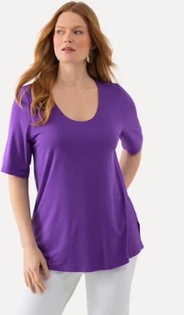 Ulla Popken T-Shirt T-Shirt vorne doppellagig
