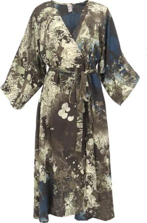Guru-Shop Kimono Kimonokleid, seidig glänzender Boho