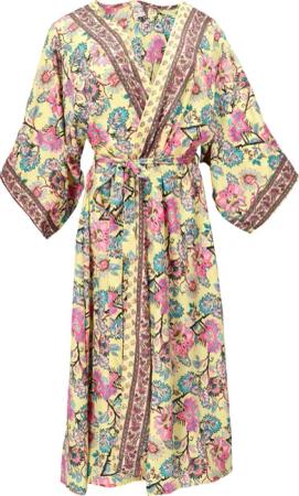 Guru-Shop Kimono Kimonokleid, seidig glänzender Boho