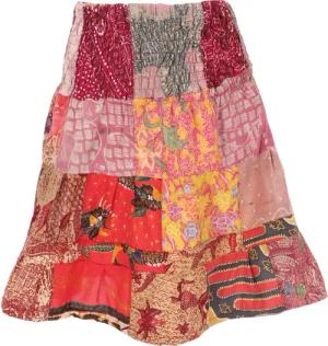 Guru-Shop Minirock Weit schwingender upcyceling Patchwork..