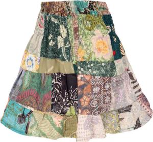 Guru-Shop Minirock Weit schwingender upcyceling Patchwork..