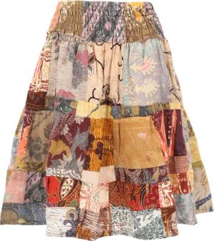 Guru-Shop Minirock Weit schwingender upcyceling Patchwork..