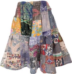 Guru-Shop Minirock Weit schwingender upcyceling Patchwork..