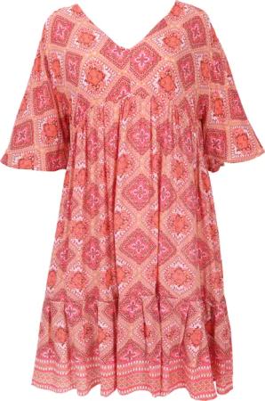 Guru-Shop Midikleid Boho Kurzarm Sommerkleid, Maxikleid,..