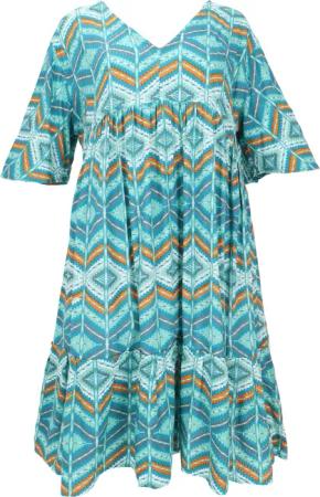 Guru-Shop Midikleid Boho Kurzarm Sommerkleid, Maxikleid,..