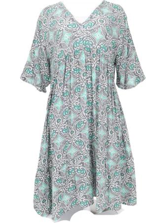 Guru-Shop Midikleid Boho Kurzarm Sommerkleid, Maxikleid,..