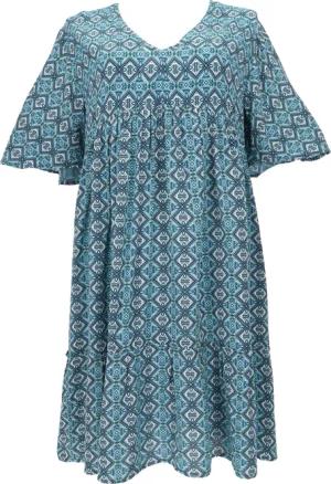 Guru-Shop Midikleid Boho Kurzarm Sommerkleid, Maxikleid,..