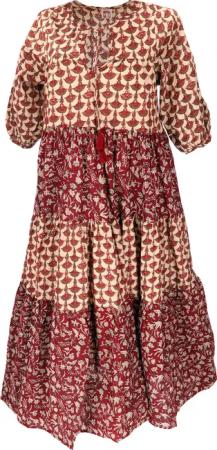 Guru-Shop Midikleid Boho Baumwoll Maxikleid, gestuftes