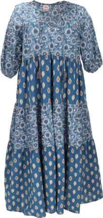 Guru-Shop Midikleid Boho Baumwoll Maxikleid, gestuftes