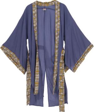 Guru-Shop Kimono Leichter Kimono mit Bordüre,