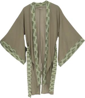 Guru-Shop Kimono Leichter Kimono mit Bordüre,