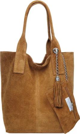 Caspar Schultertasche große Wildleder Shopper Damen
