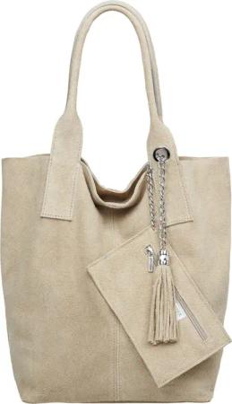 Caspar Schultertasche große Wildleder Shopper Damen