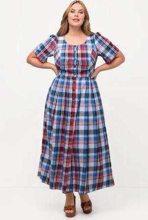 Ulla Popken Dirndl Karokleid Leinenmix Rundhals