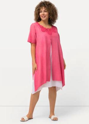 Ulla Popken Midikleid Tunika-Kleid Spitze doppellagig