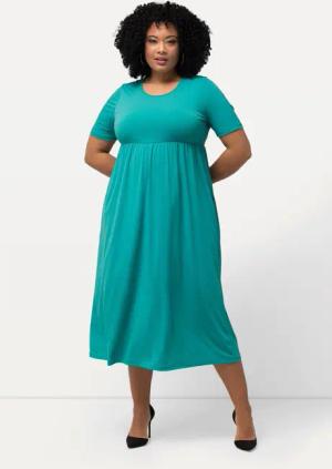 Ulla Popken Maxikleid Jerseykleid Empirenaht Rundhals