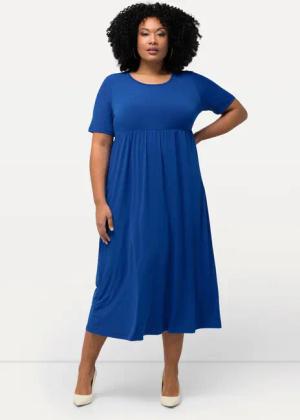 Ulla Popken Maxikleid Jerseykleid Empirenaht Rundhals