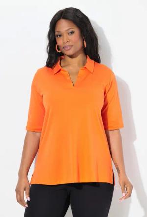 Ulla Popken Poloshirt Poloshirt A-Linie Halbarm