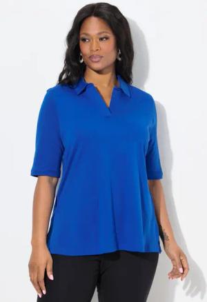 Ulla Popken Poloshirt Poloshirt A-Linie Halbarm