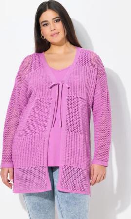 Ulla Popken Strickjacke Strickjacke Lochstrick Oversized