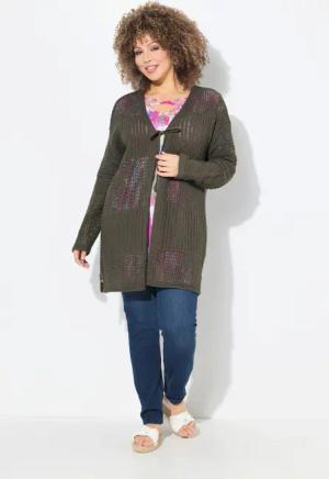 Ulla Popken Strickjacke Strickjacke Lochstrick Oversized