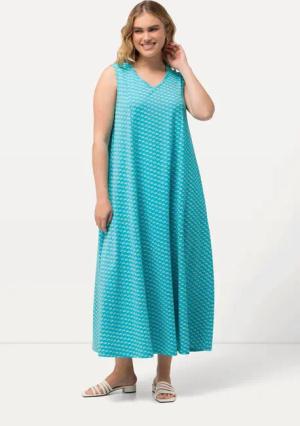 Ulla Popken Jerseykleid Jersey-Maxikleid A-Linie V-Ausschnitt