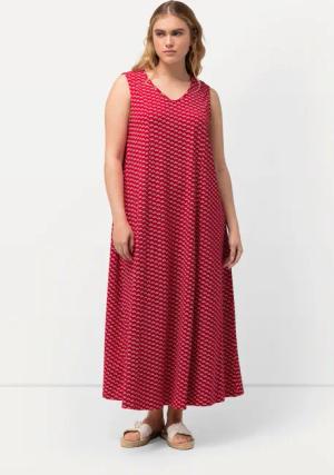 Ulla Popken Jerseykleid Jersey-Maxikleid A-Linie V-Ausschnitt