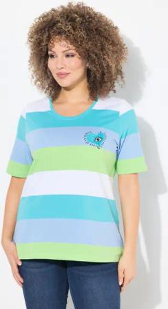 Ulla Popken T-Shirt T-Shirt Ringel Herz-Stickerei