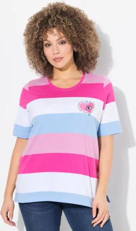 Ulla Popken T-Shirt T-Shirt Ringel Herz-Stickerei