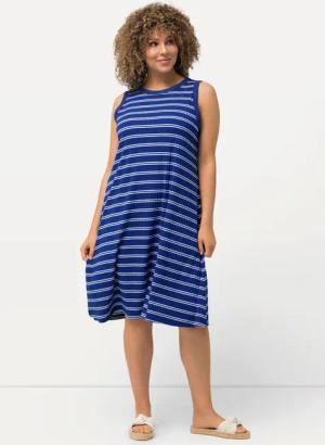 Ulla Popken Jerseykleid Midikleid Rippjersey A-Linie