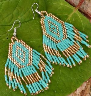 Guru-Shop Paar Ohrhänger Indigener Schmuck, Boho