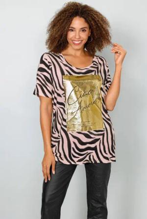 MIAMODA T-Shirt T-Shirt Animalmuster Golddruck